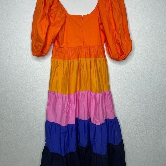 Farm Rio dress maxi NWT color block sz XS tiered - Picture 10 of 12